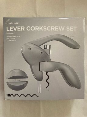 Rabbit Lever Corkscrew Wine Opener with foil cutter & extra spiral